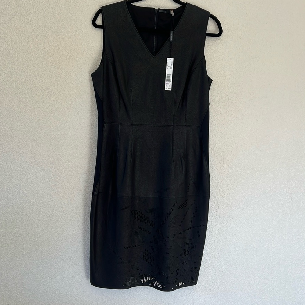 Elie Tahari Andrea Dress size 12 women 100% lamb leather NWT